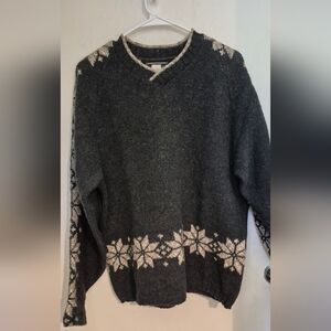 Wool Blend Snowflake Sweater Sz.L Green